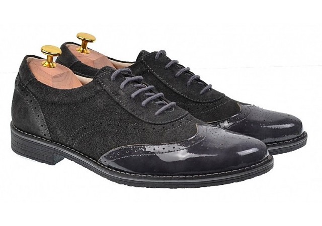 Pantofi barbati eleganti din piele naturala, Gri, 870LVG